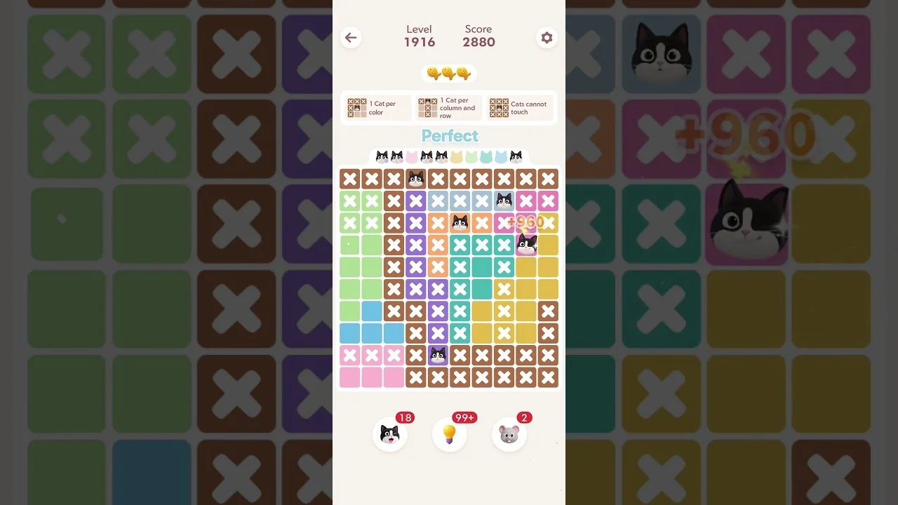 Meowdoku Level 1916 board