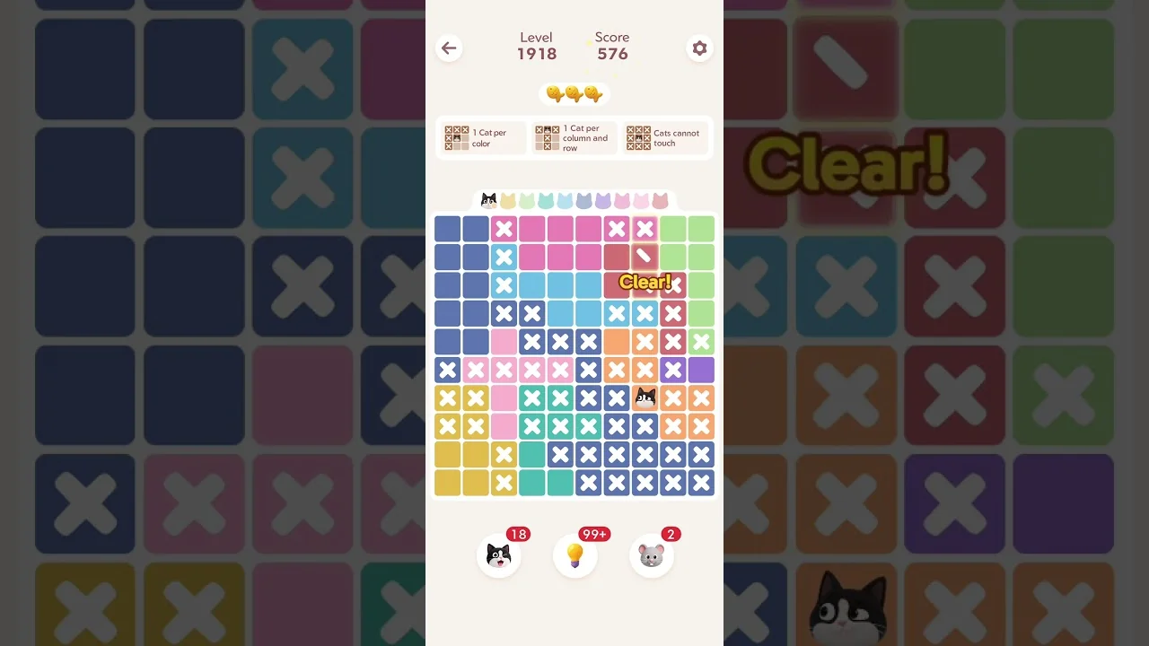 Meowdoku Level 1918 board