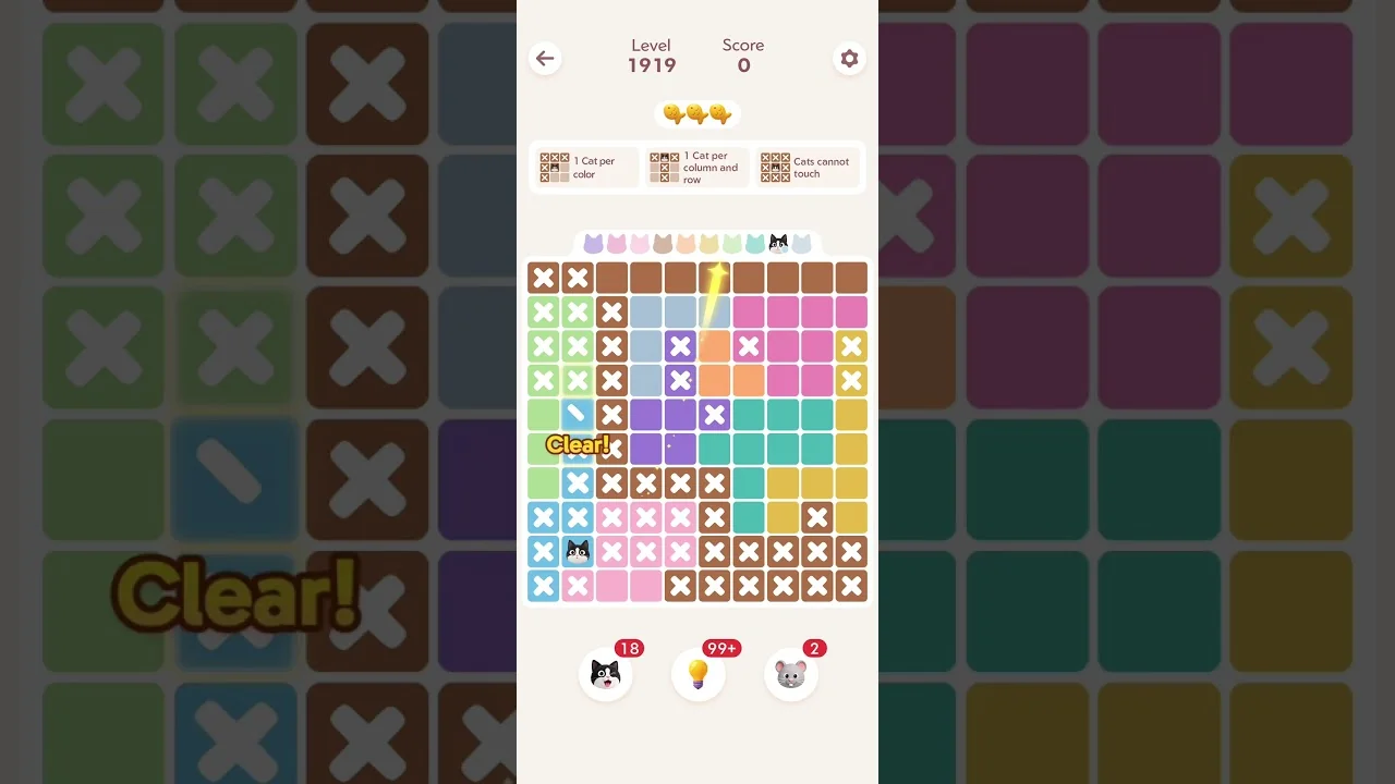 Meowdoku Level 1919 board