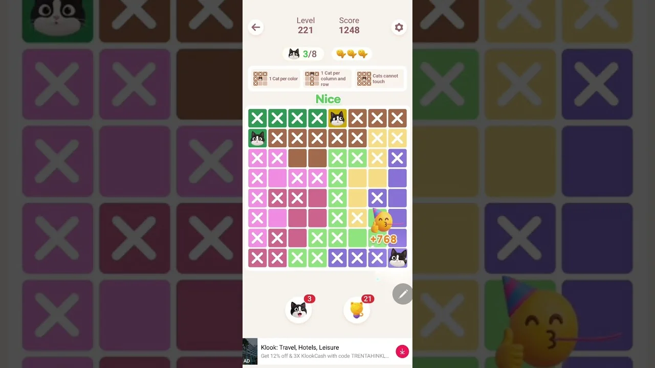 Meowdoku Level 221 board layout