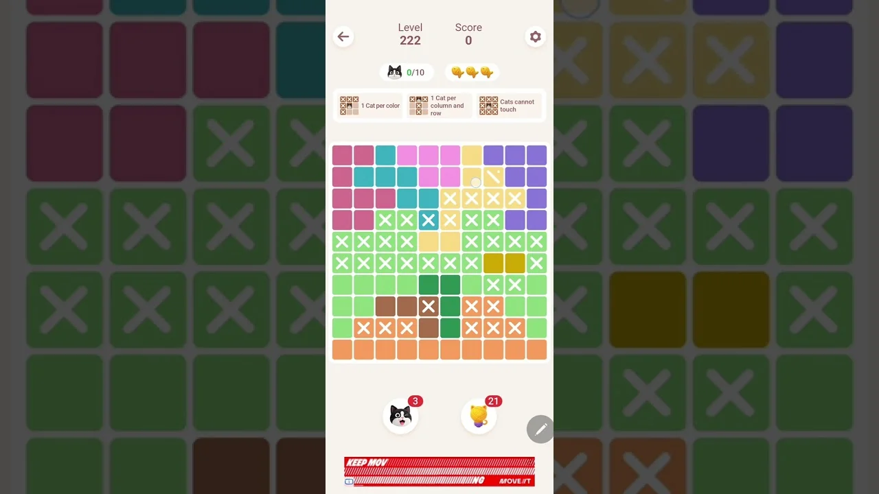 Meowdoku Level 222 board layout