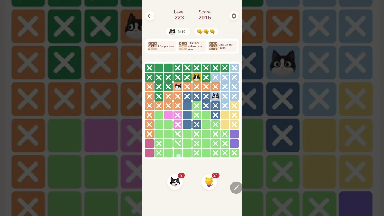 Meowdoku Level 223 board layout