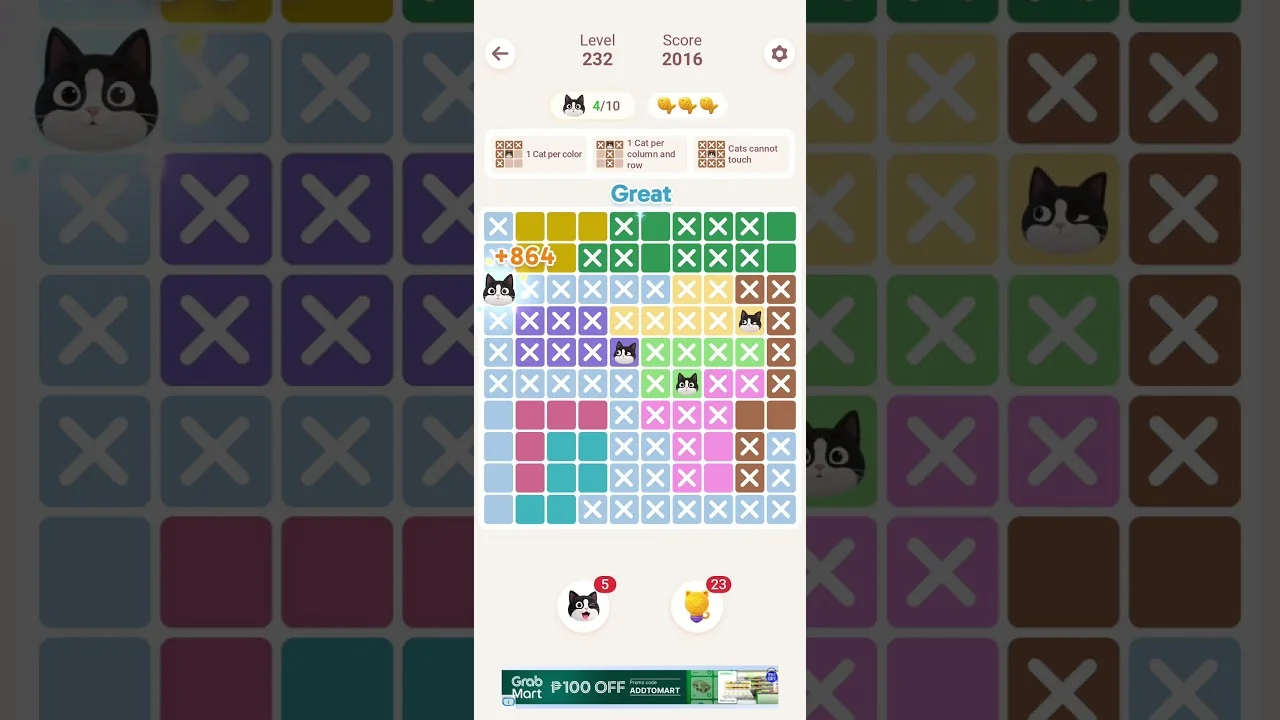 Meowdoku Level 232 board layout