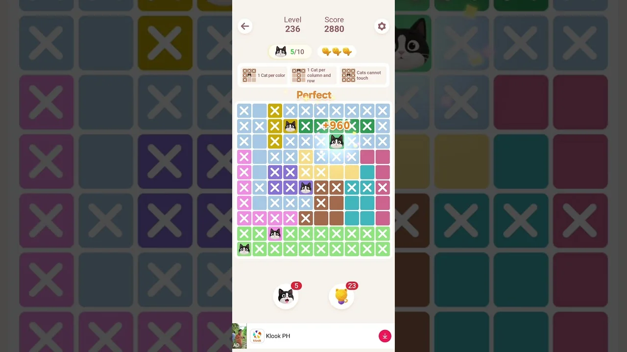 Meowdoku Level 236 board layout