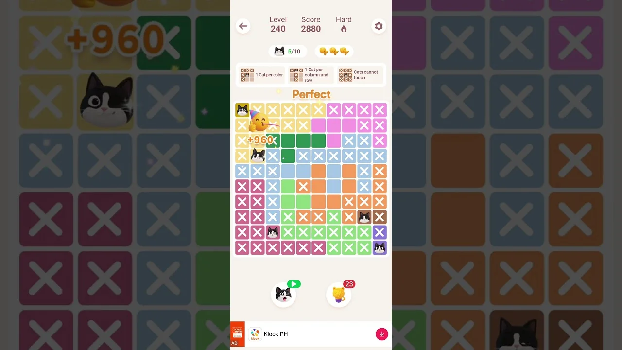 Meowdoku Level 240 board layout