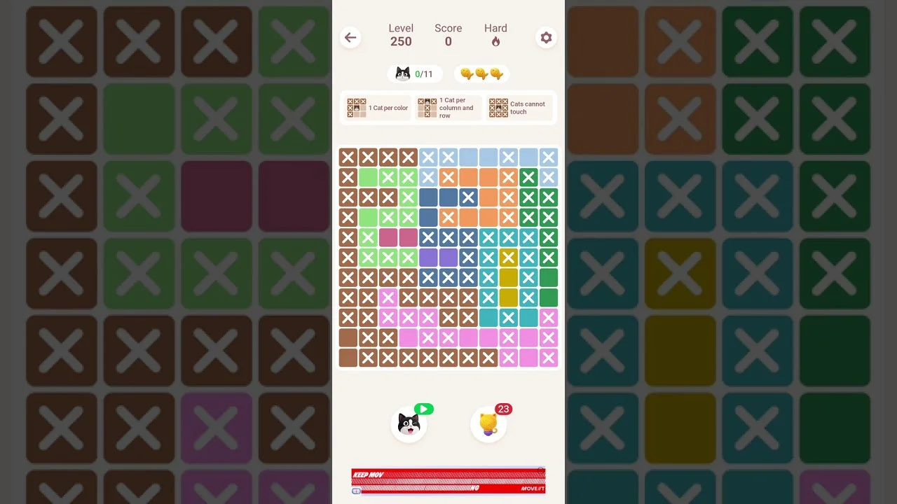 Meowdoku Level 250 board layout