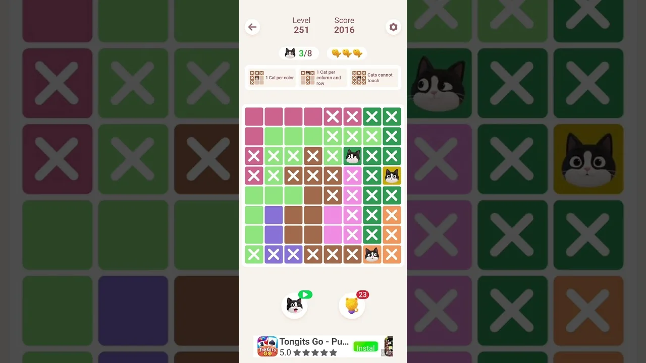 Meowdoku Level 251 board layout