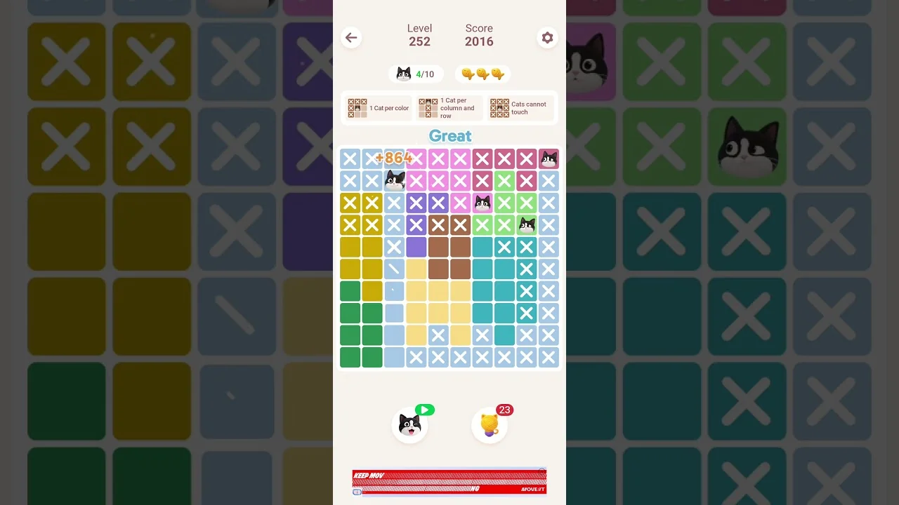 Meowdoku Level 252 board layout