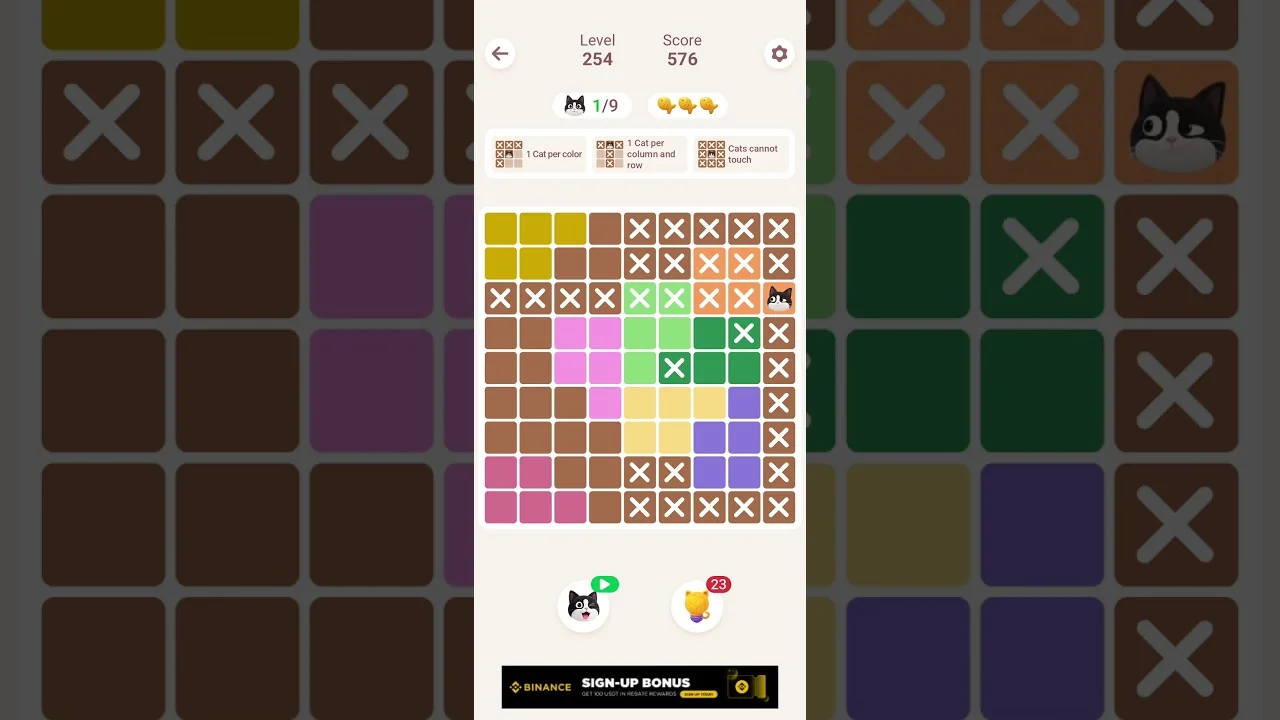 Meowdoku Level 254 board layout