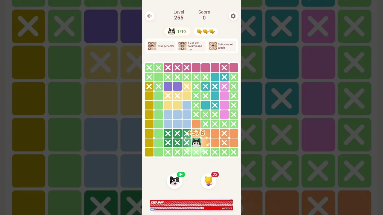 Meowdoku Level 255 board layout