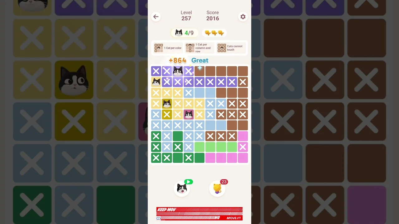Meowdoku Level 257 board layout
