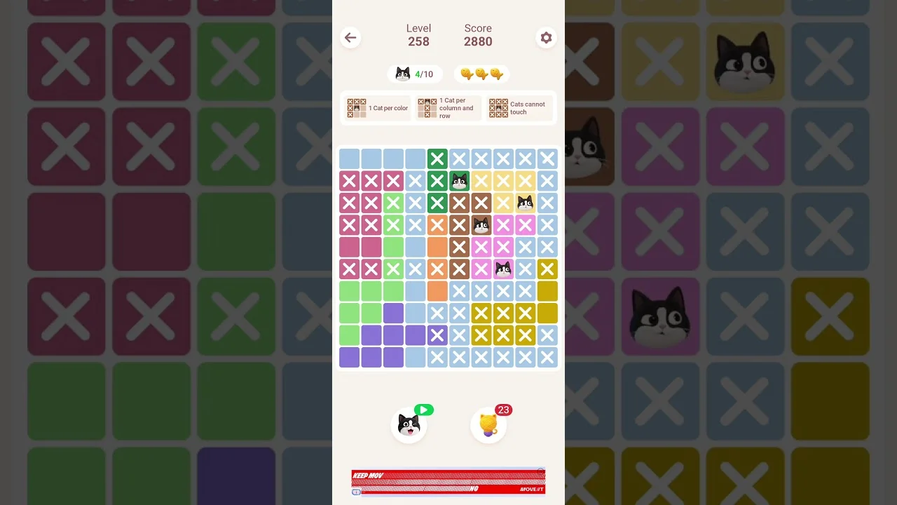 Meowdoku Level 258 board layout