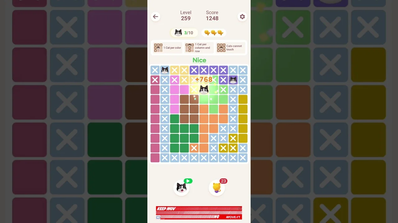 Meowdoku Level 259 board layout