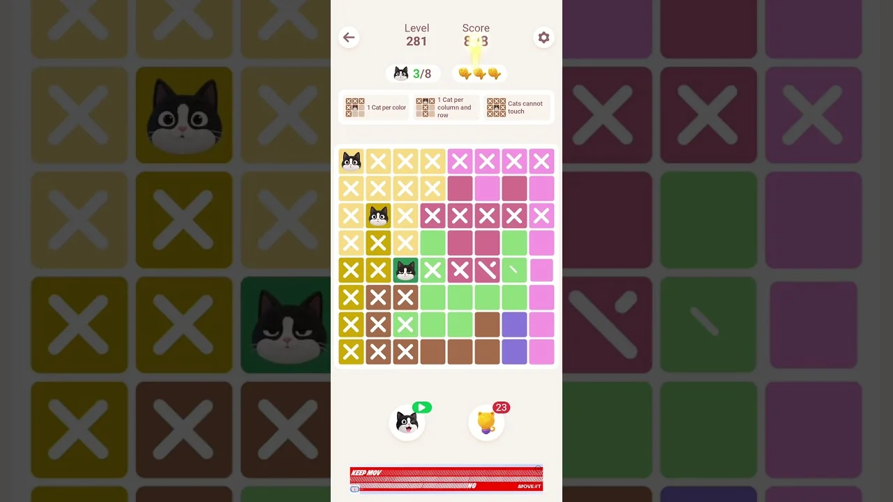 Meowdoku Level 281 board layout