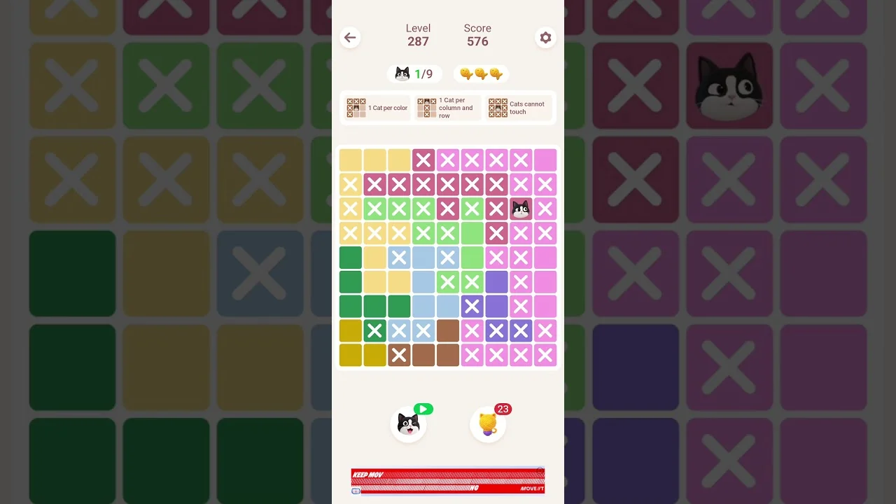 Meowdoku Level 287 board layout