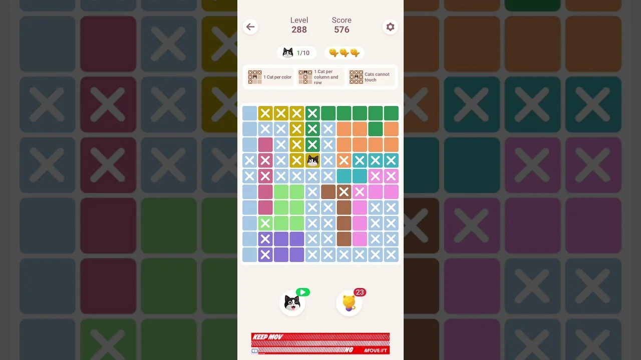 Meowdoku Level 288 board layout