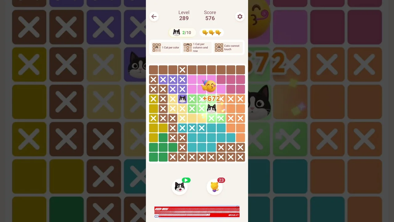 Meowdoku Level 289 board layout