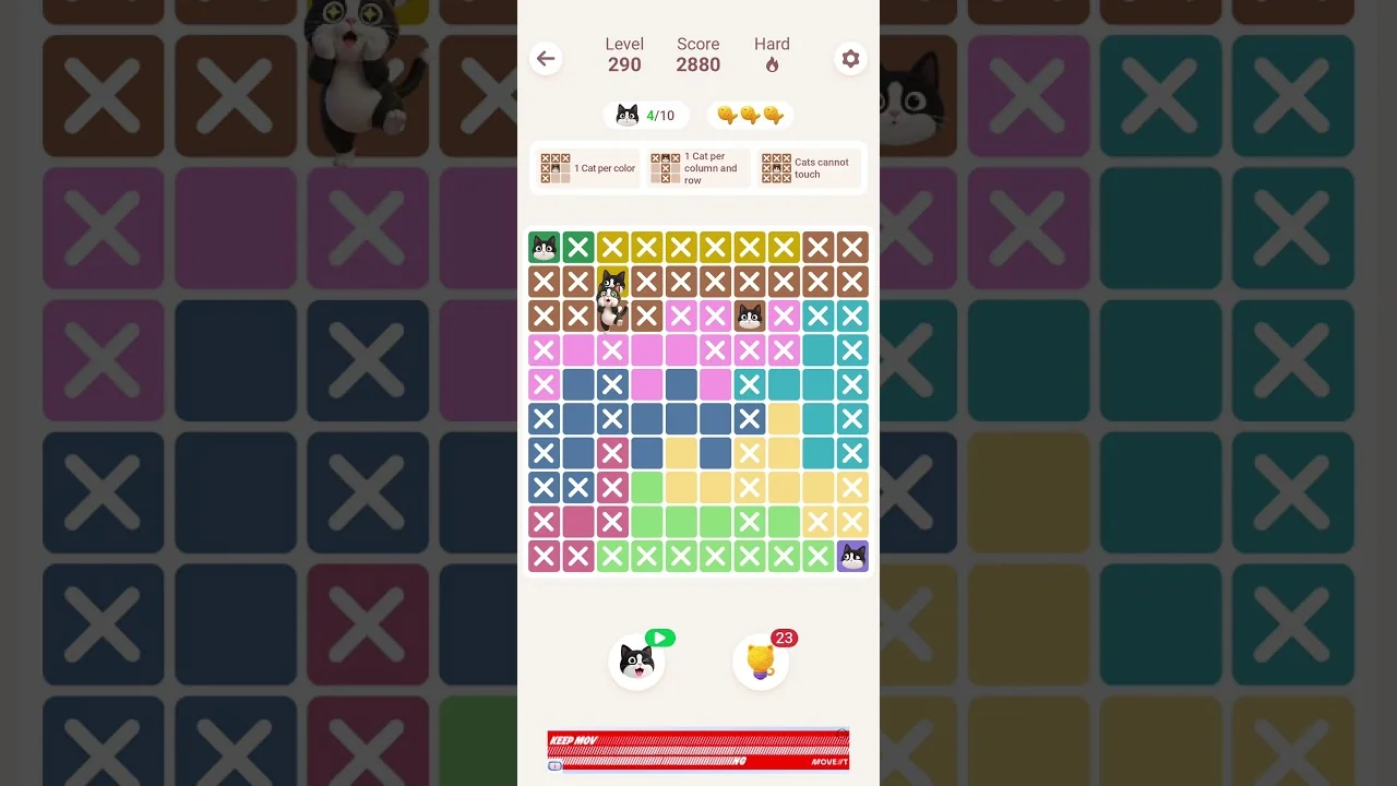 Meowdoku Level 290 board layout