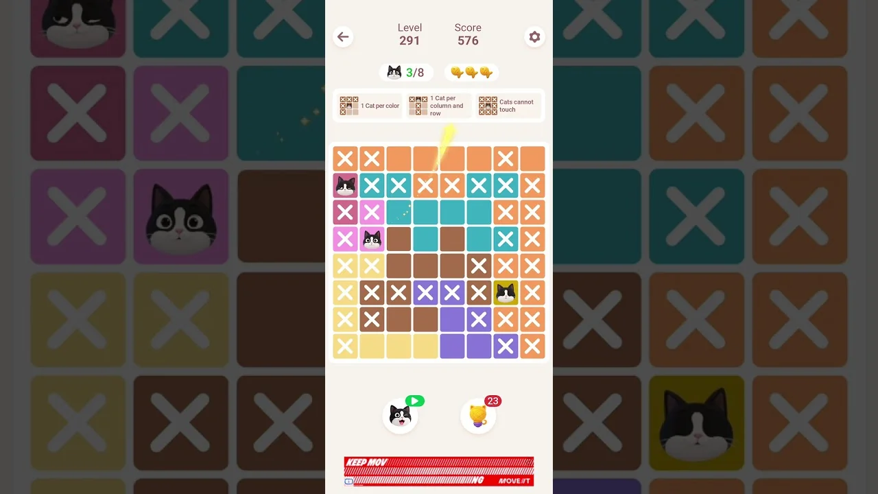 Meowdoku Level 291 board layout