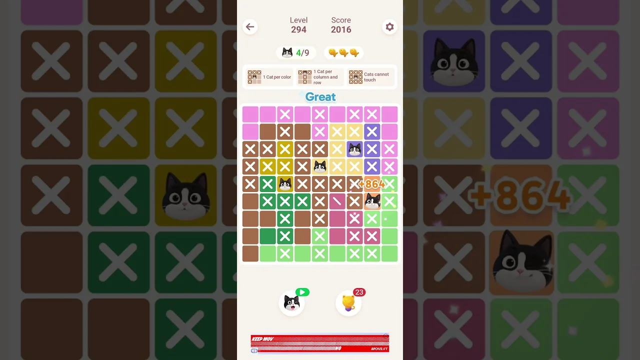Meowdoku Level 294 board layout
