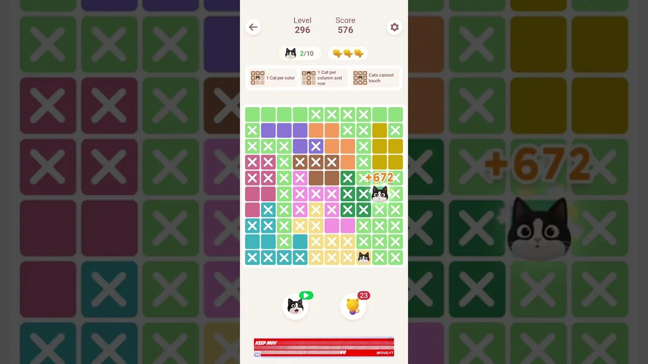 Meowdoku Level 296 board layout