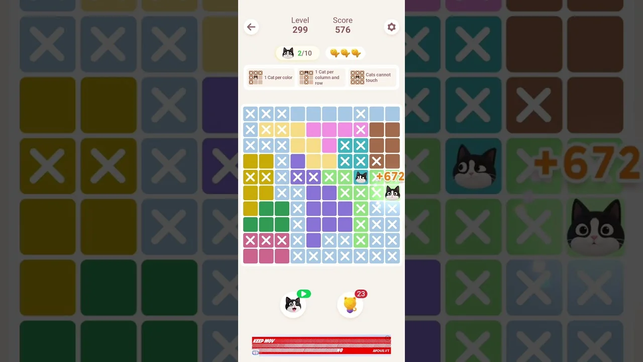 Meowdoku Level 299 board layout