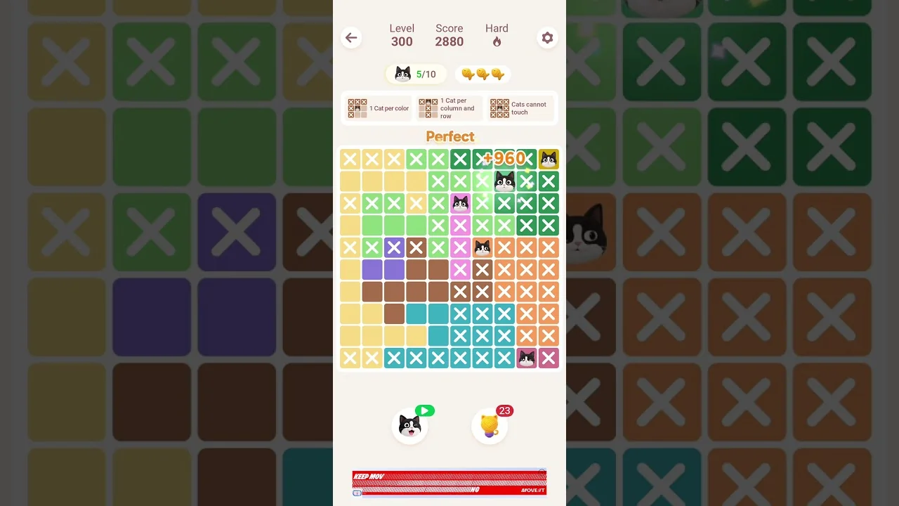 Meowdoku Level 300 board