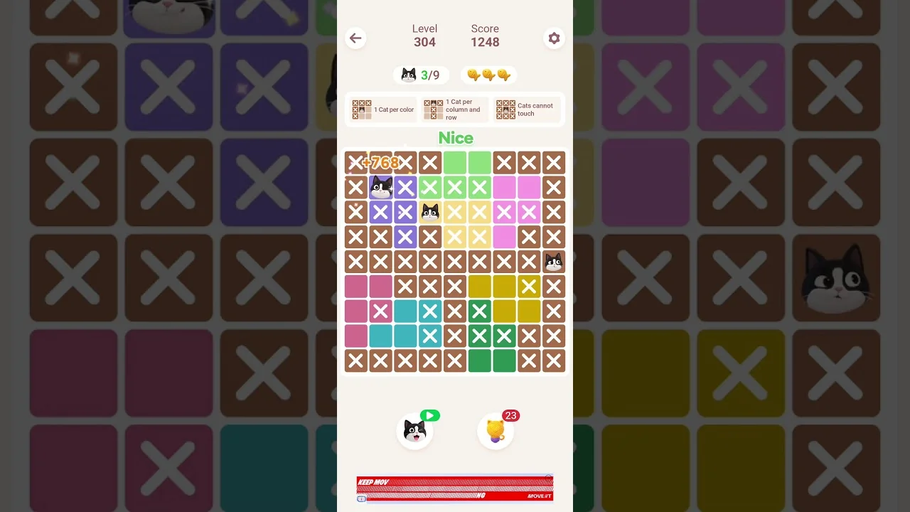 Meowdoku Level 304 board