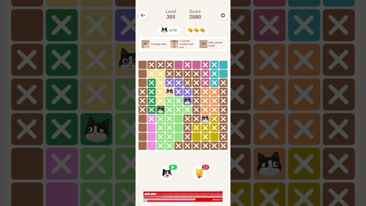 Meowdoku Level 305 board layout