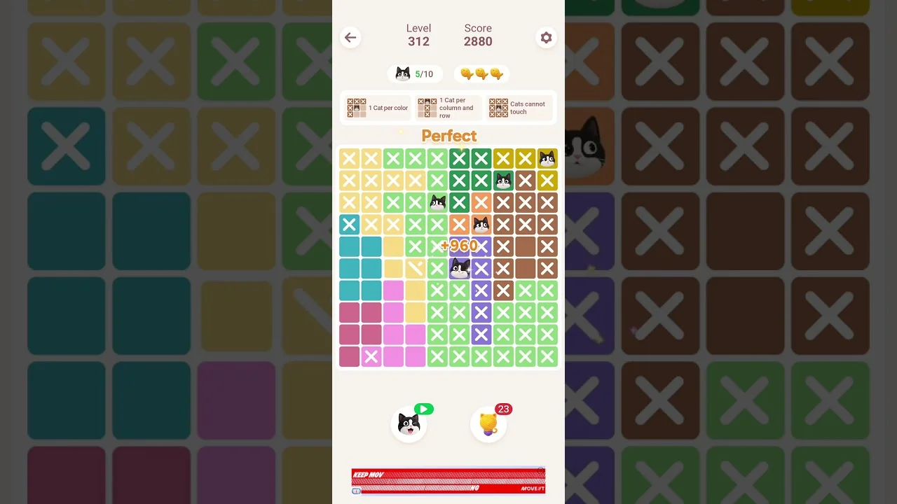 Meowdoku Level 312 board layout