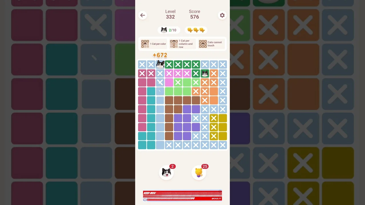 Meowdoku Level 332 board layout