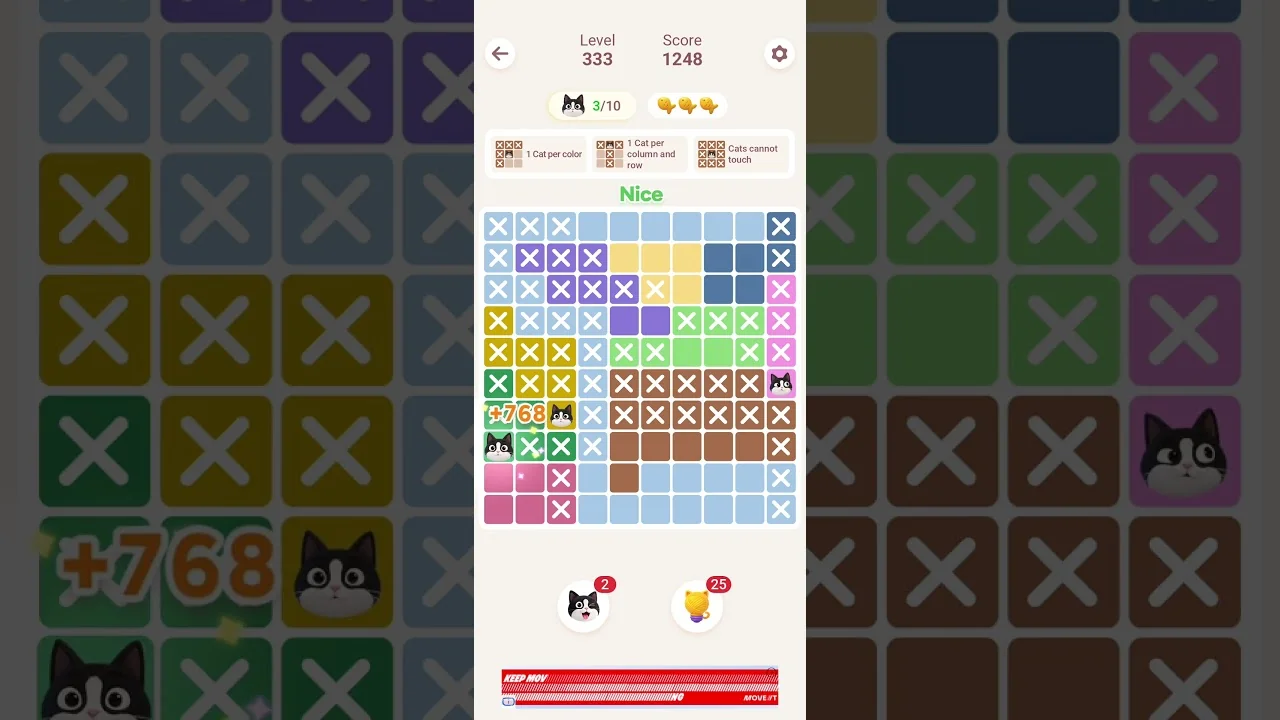 Meowdoku Level 333 board layout