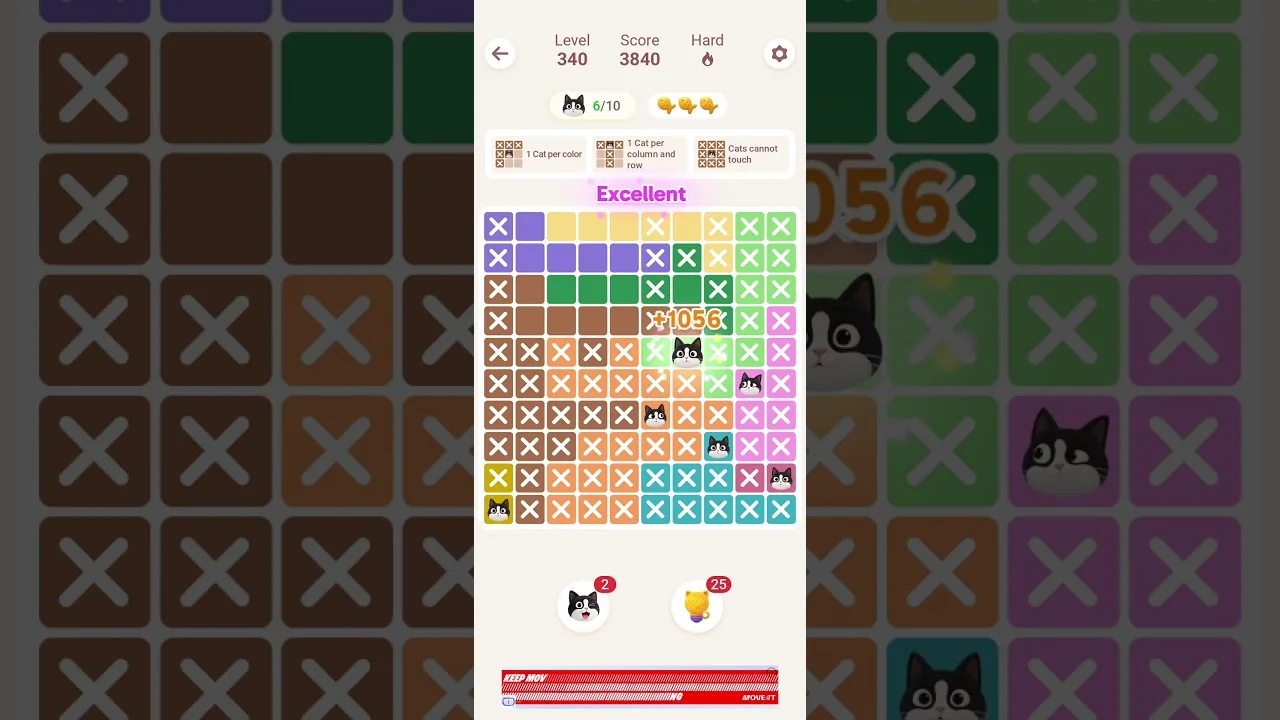 Meowdoku Level 340 board layout