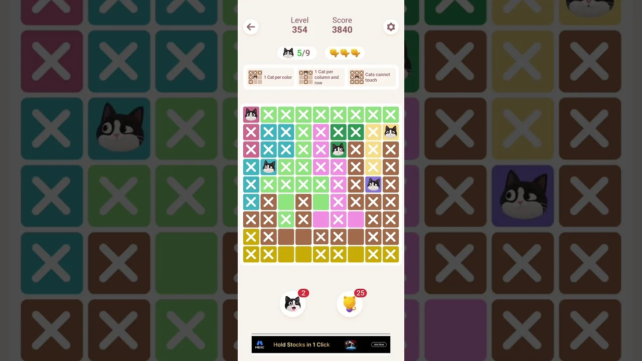Meowdoku Level 354 board layout