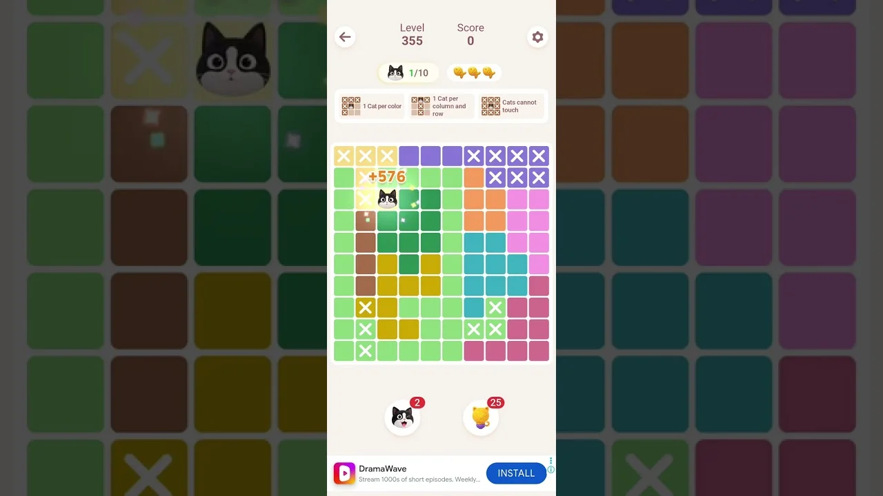 Meowdoku Level 355 board layout