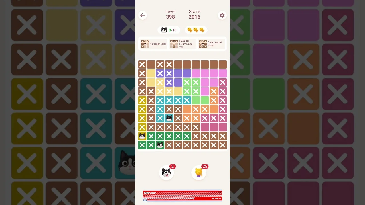 Meowdoku Level 398 board layout