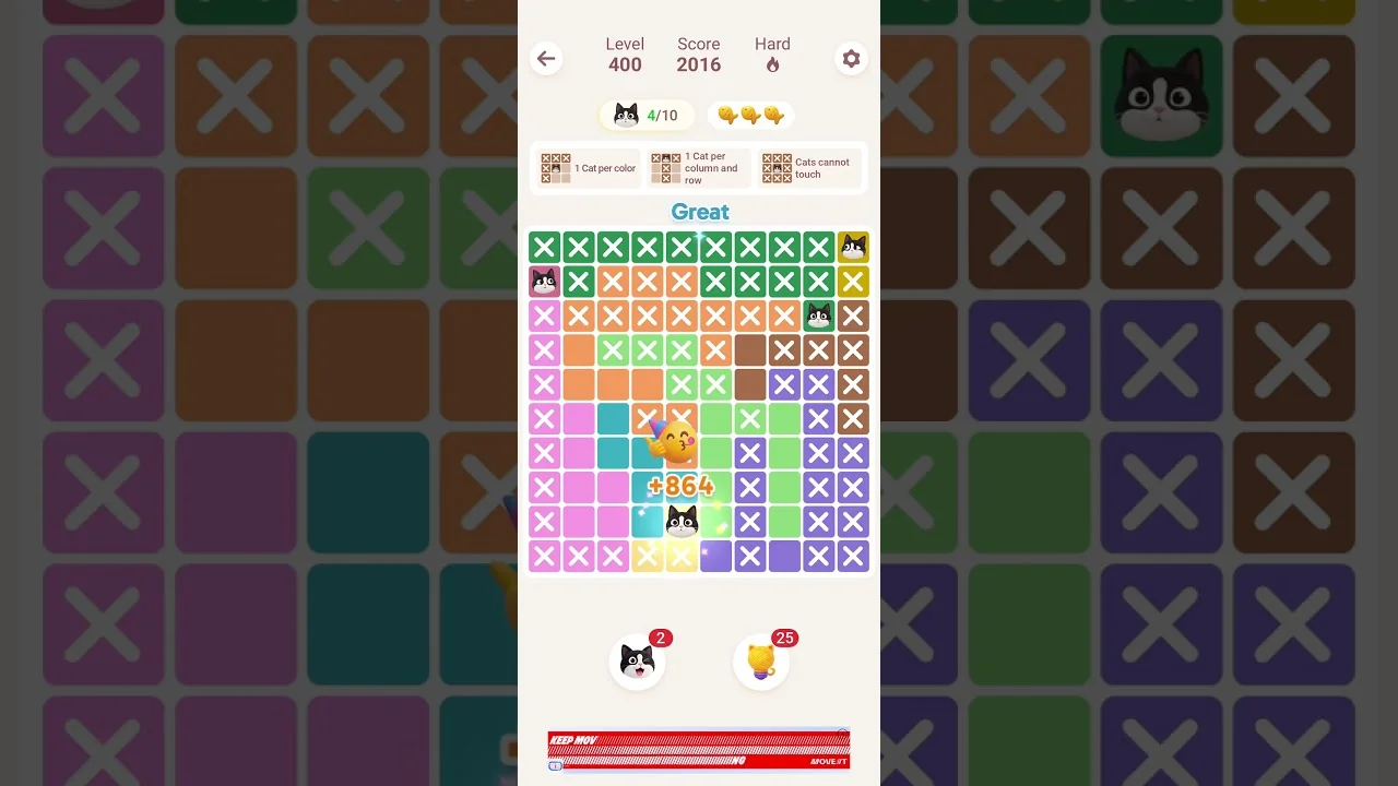 Meowdoku Level 400 board layout