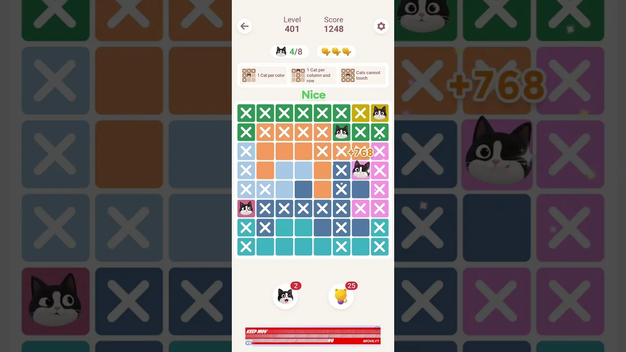 Meowdoku Level 401 board layout