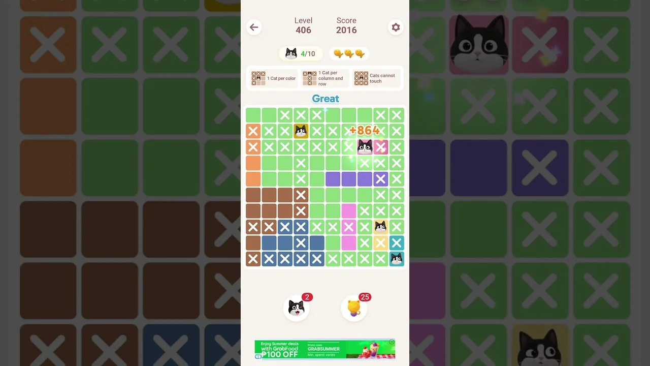 Meowdoku Level 406 board layout