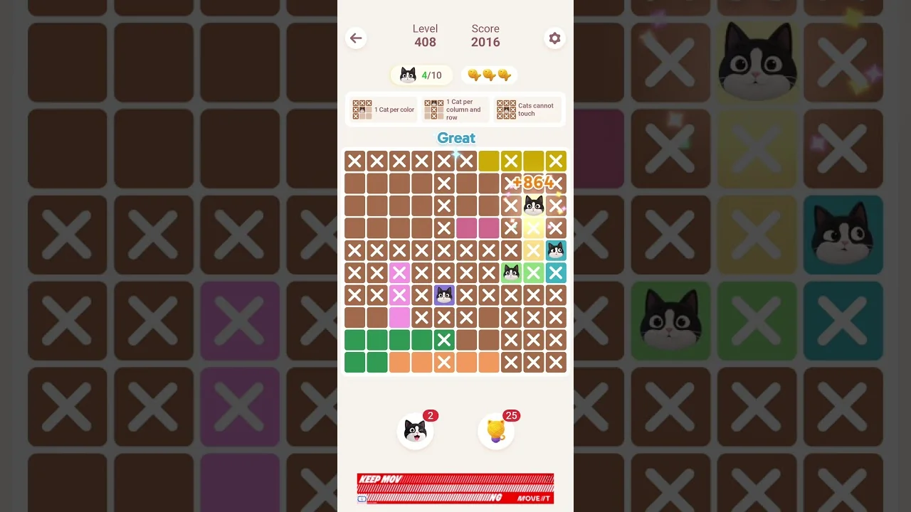 Meowdoku Level 408 board layout