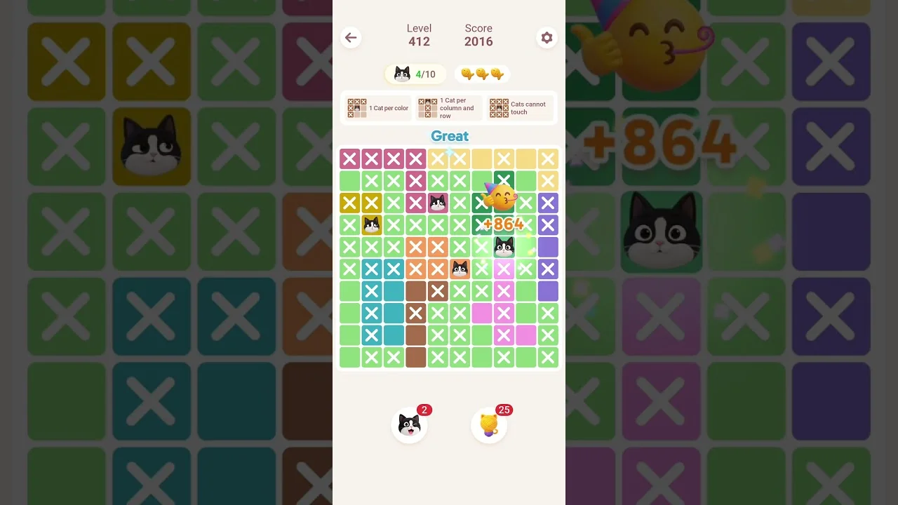 Meowdoku Level 412 board layout
