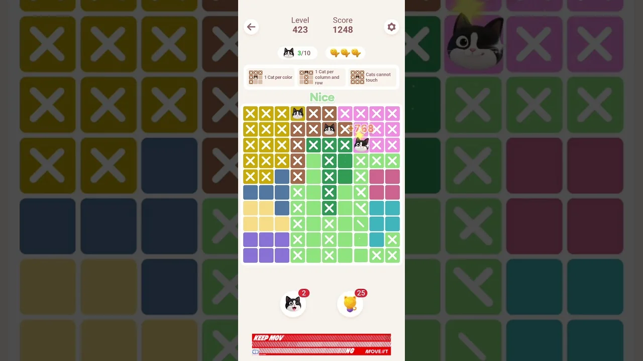 Meowdoku Level 423 board layout