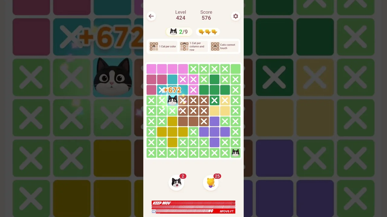 Meowdoku Level 424 board layout