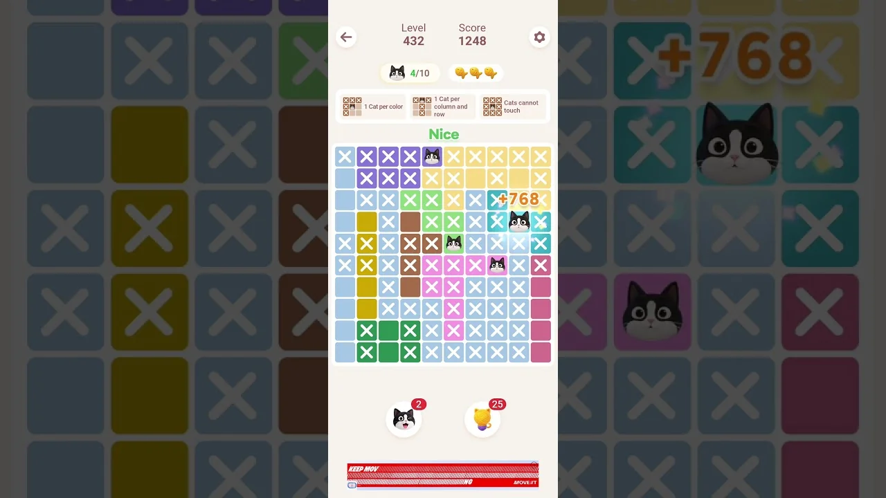 Meowdoku Level 432 board layout