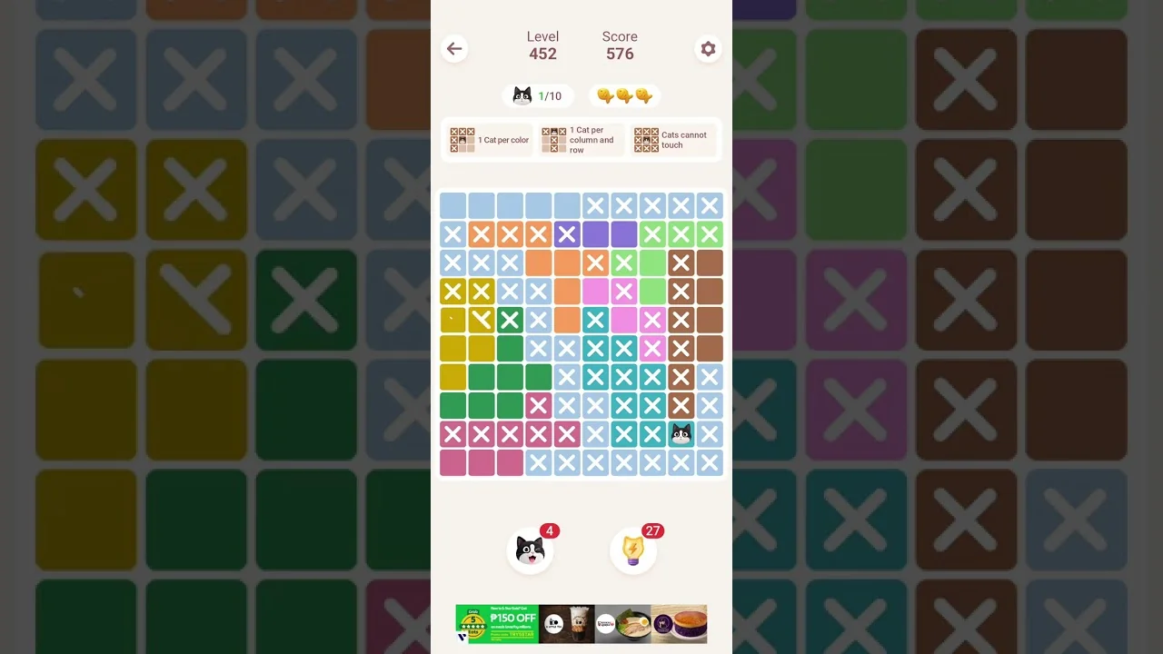 Meowdoku Level 452 board layout