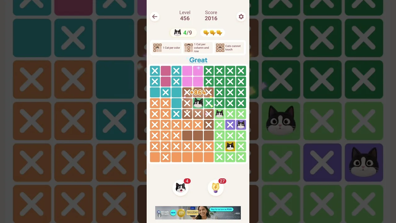 Meowdoku Level 456 board layout