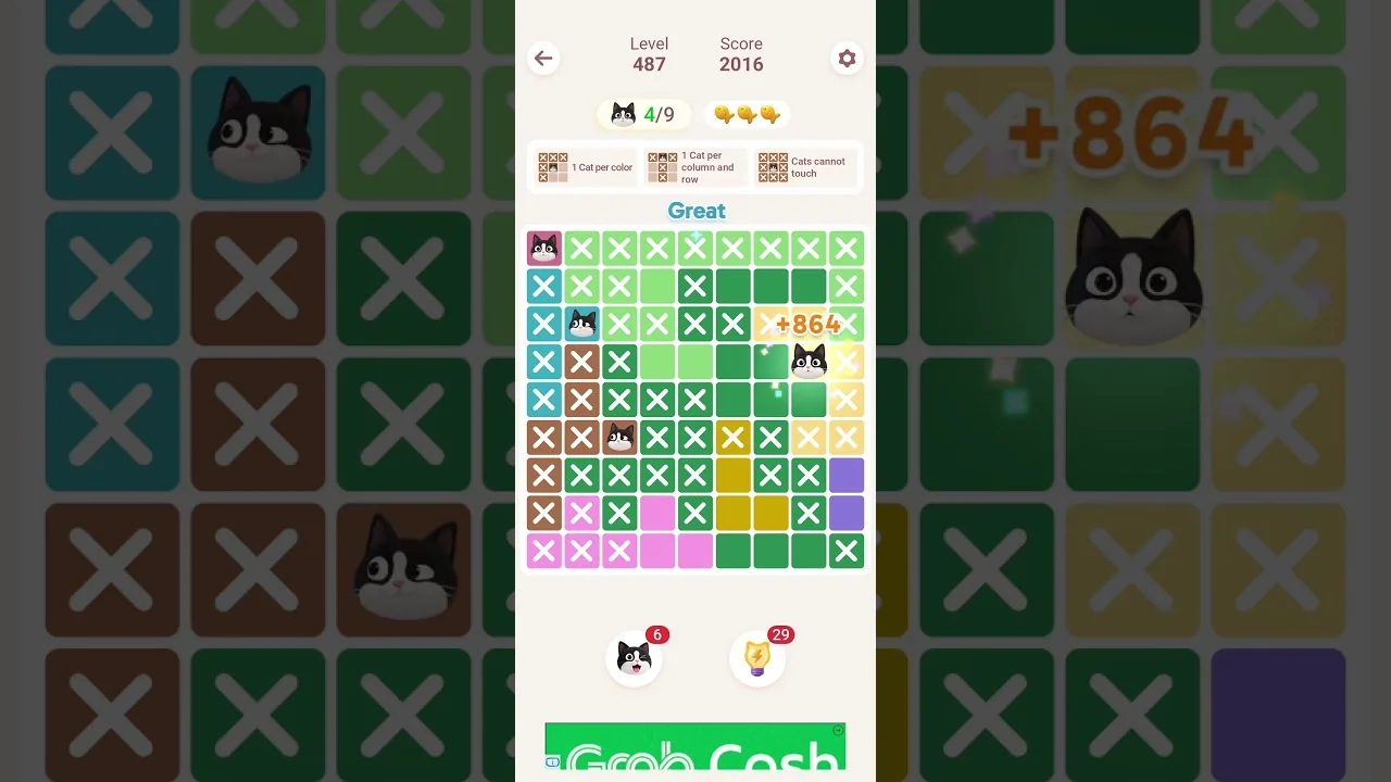 Meowdoku Level 487 board layout