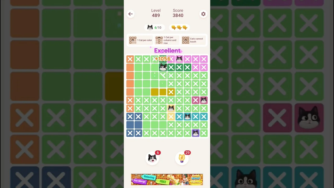 Meowdoku Level 489 board layout
