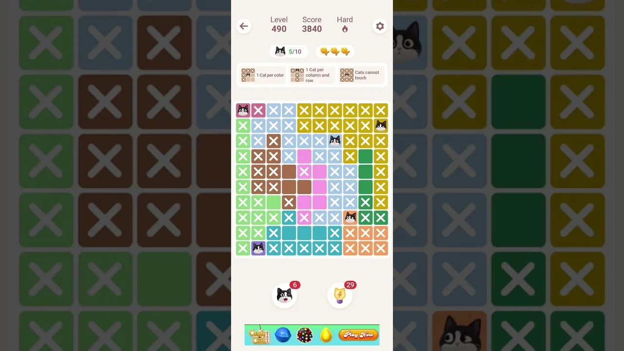 Meowdoku Level 490 board layout