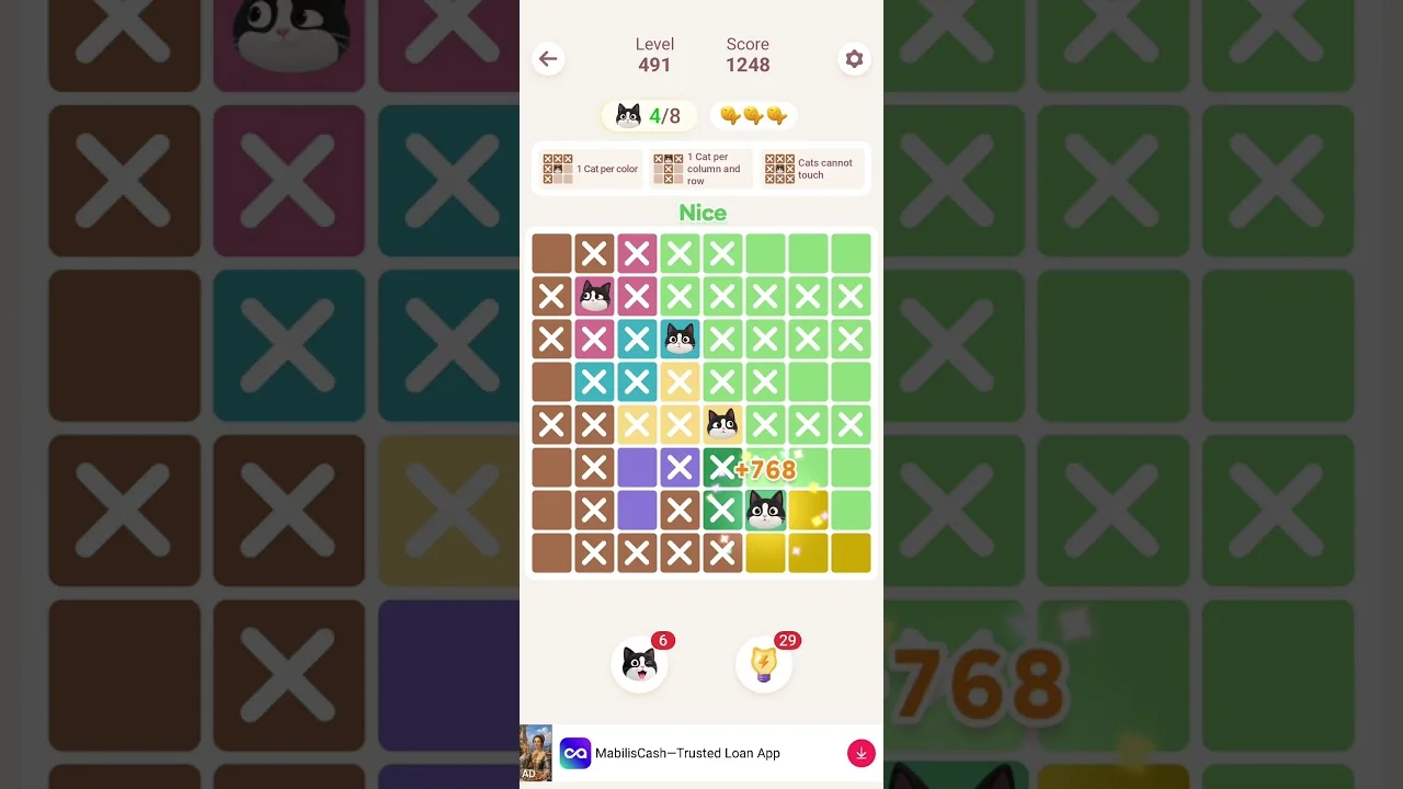 Meowdoku Level 491 board layout